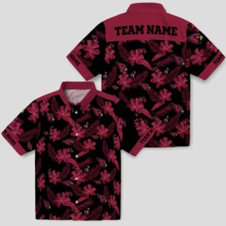 Custom Arizona Cardinals Botanical Black Hawaiian Shirt, NFL Floral Vacation Shirt
