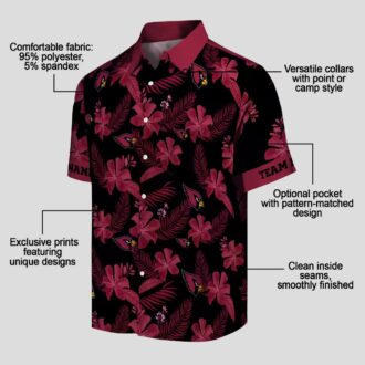Custom Arizona Cardinals Botanical Black Hawaiian Shirt, NFL Floral Vacation Shirt