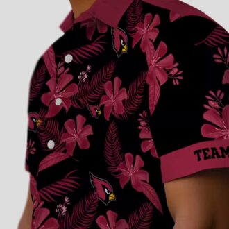 Custom Arizona Cardinals Botanical Black Hawaiian Shirt, NFL Floral Vacation Shirt