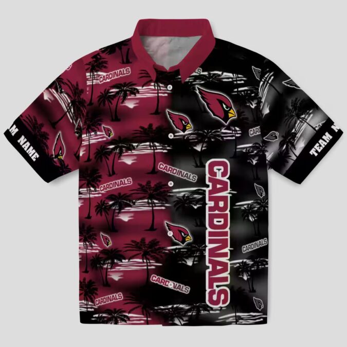 Custom Arizona Cardinals Red Hawaiian Shirt with Palm Silhouettes