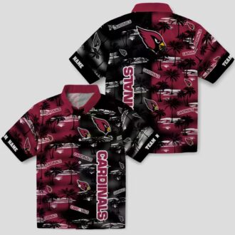 Custom Arizona Cardinals Red Hawaiian Shirt with Palm Silhouettes