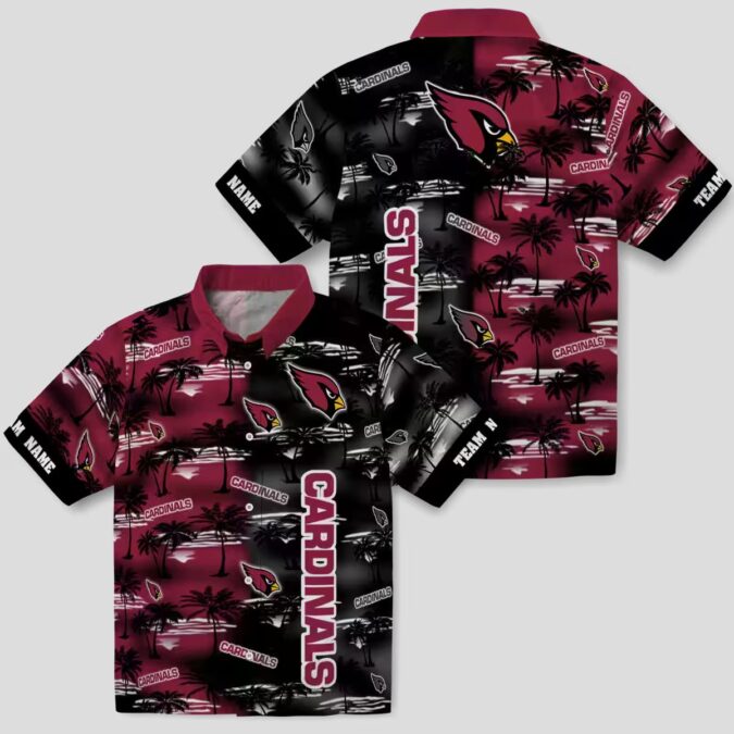 Custom Arizona Cardinals Red Hawaiian Shirt with Palm Silhouettes