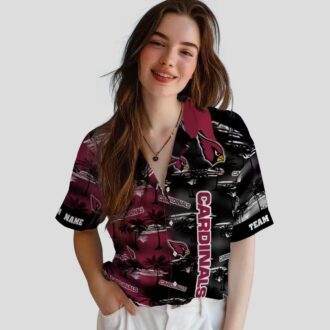 Custom Arizona Cardinals Red Hawaiian Shirt with Palm Silhouettes