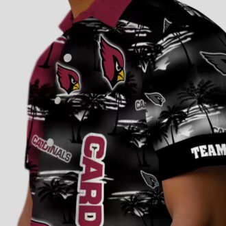 Custom Arizona Cardinals Red Hawaiian Shirt with Palm Silhouettes