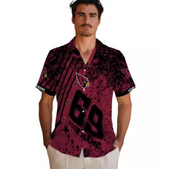 Custom Arizona Cardinals Red Star Stripes Hawaiian Shirt with Name