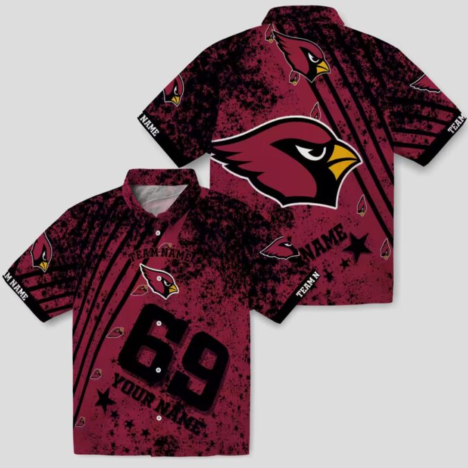 Custom Arizona Cardinals Red Star Stripes Hawaiian Shirt with Name