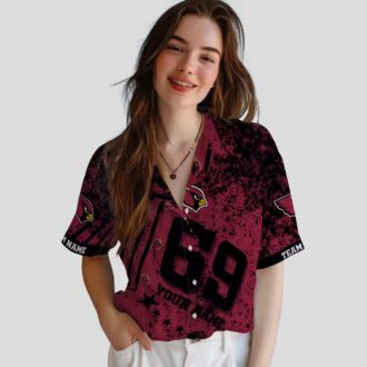 Custom Arizona Cardinals Red Star Stripes Hawaiian Shirt with Name