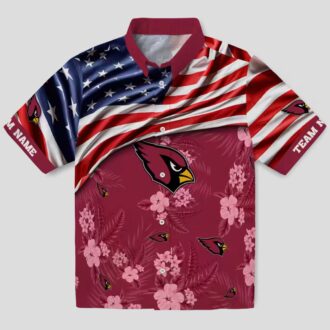 Custom NFL Arizona Cardinals Red Hawaiian Shirt – Floral Print with US Flag