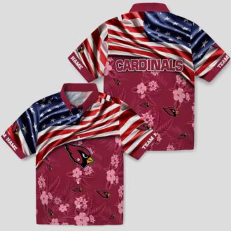 Custom NFL Arizona Cardinals Red Hawaiian Shirt – Floral Print with US Flag