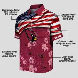Custom NFL Arizona Cardinals Red Hawaiian Shirt – Floral Print with US Flag
