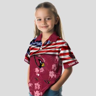 Custom NFL Arizona Cardinals Red Hawaiian Shirt – Floral Print with US Flag