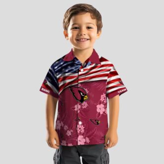 Custom NFL Arizona Cardinals Red Hawaiian Shirt – Floral Print with US Flag