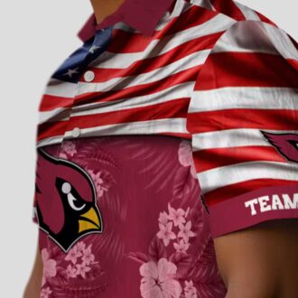 Custom NFL Arizona Cardinals Red Hawaiian Shirt – Floral Print with US Flag