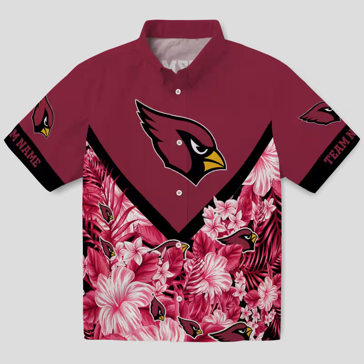 Custom Red Floral Chevron Arizona Cardinals Hawaiian Shirt