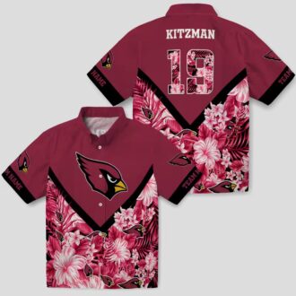 Custom Red Floral Chevron Arizona Cardinals Hawaiian Shirt