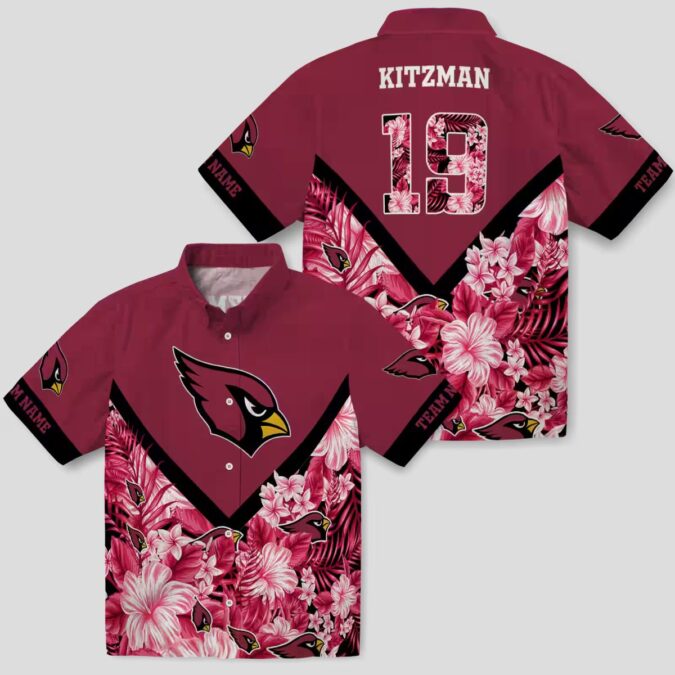 Custom Red Floral Chevron Arizona Cardinals Hawaiian Shirt