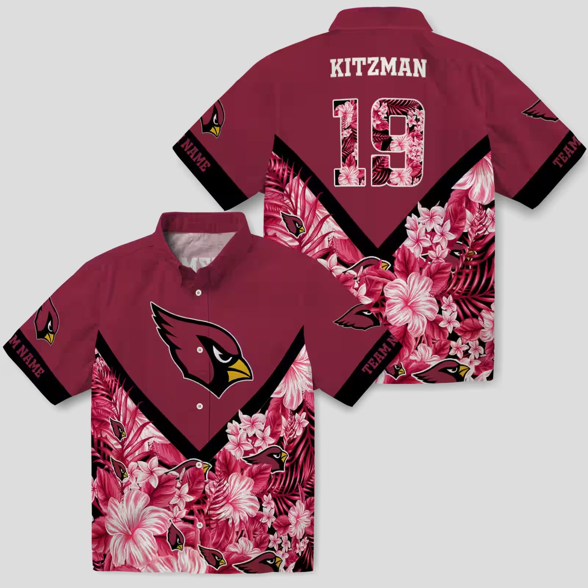 Custom Red Floral Chevron Arizona Cardinals Hawaiian Shirt