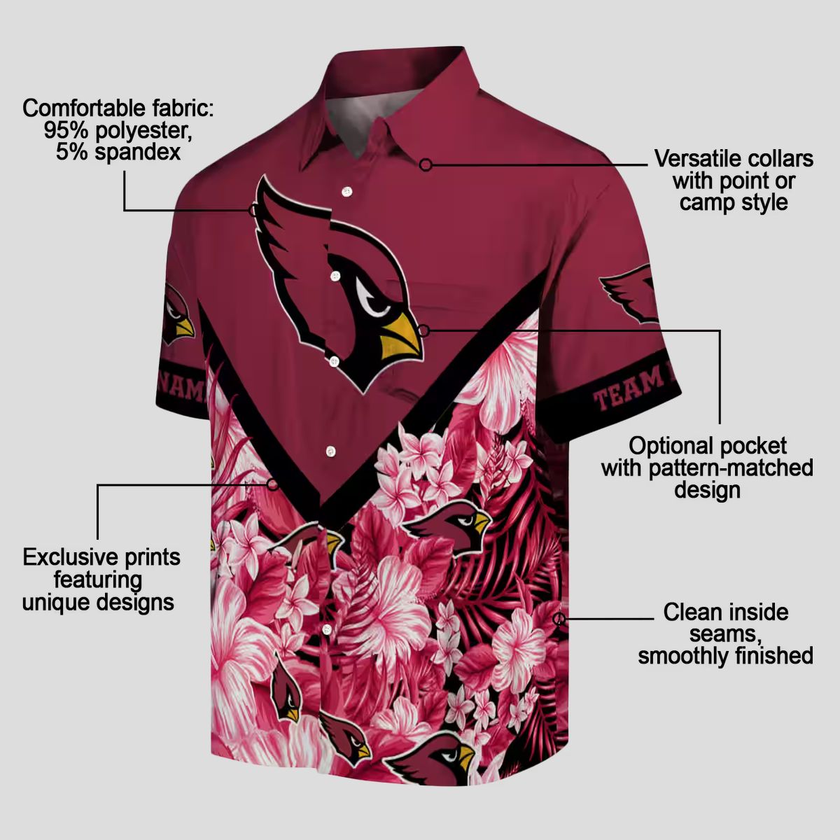 Custom Red Floral Chevron Arizona Cardinals Hawaiian Shirt