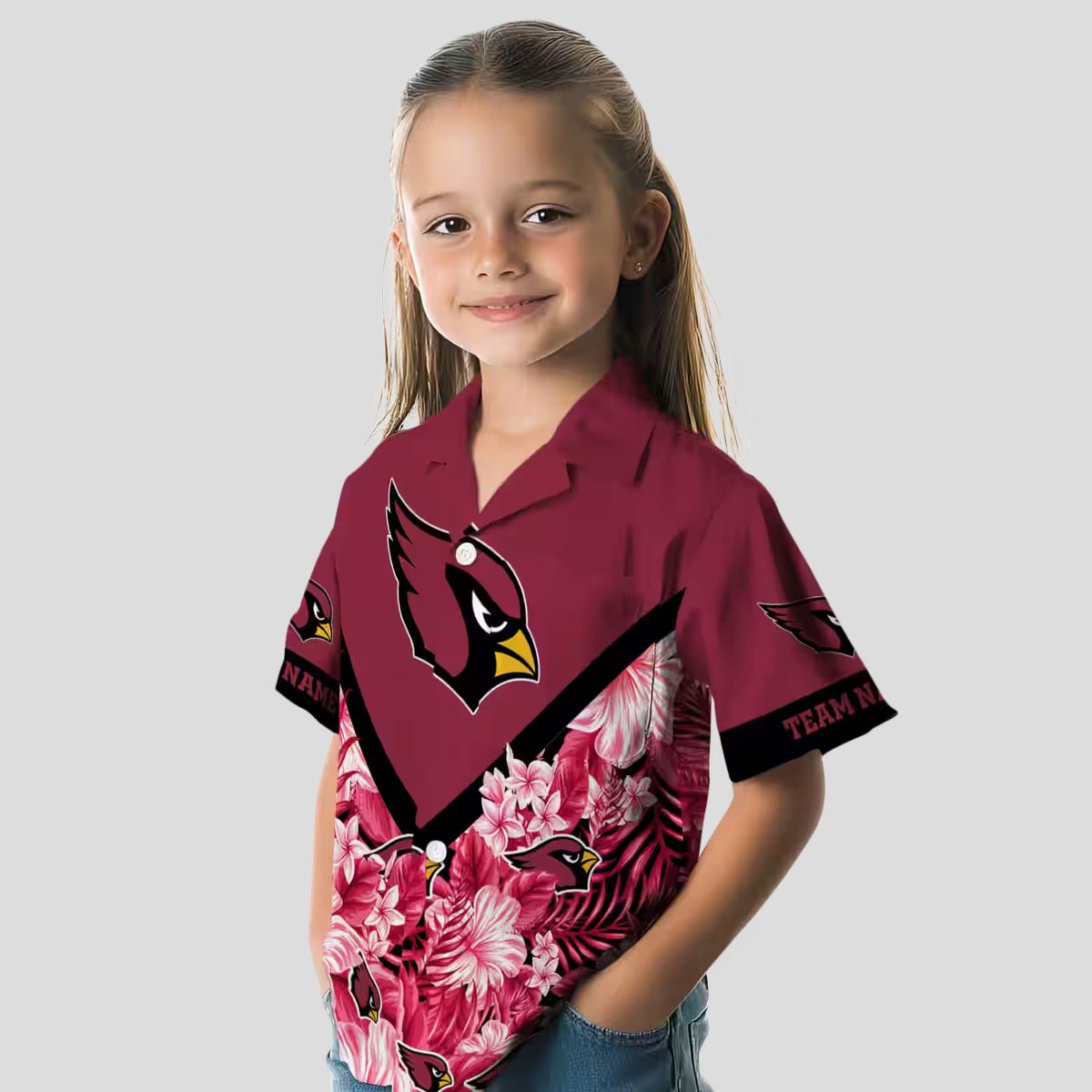 Custom Red Floral Chevron Arizona Cardinals Hawaiian Shirt
