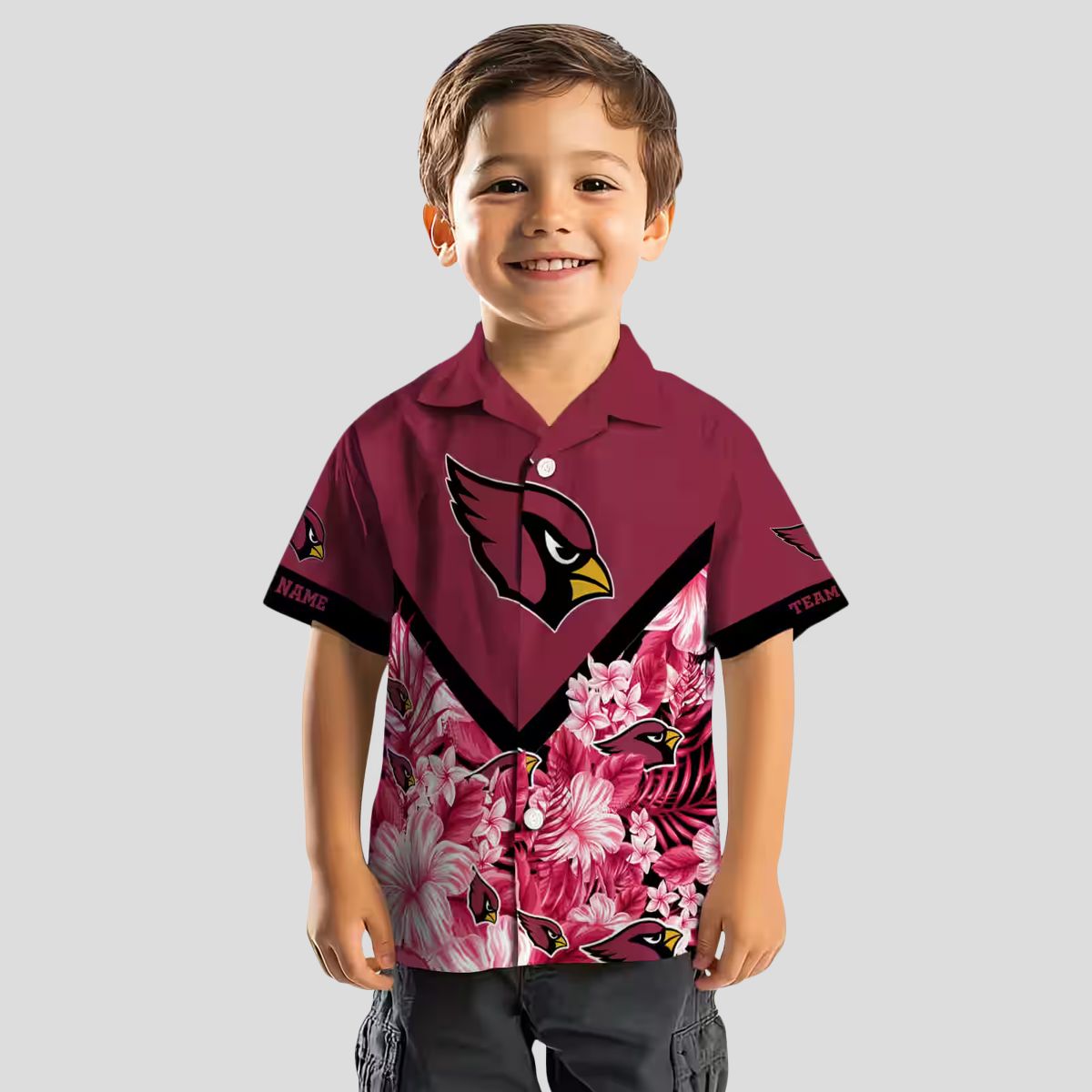 Custom Red Floral Chevron Arizona Cardinals Hawaiian Shirt