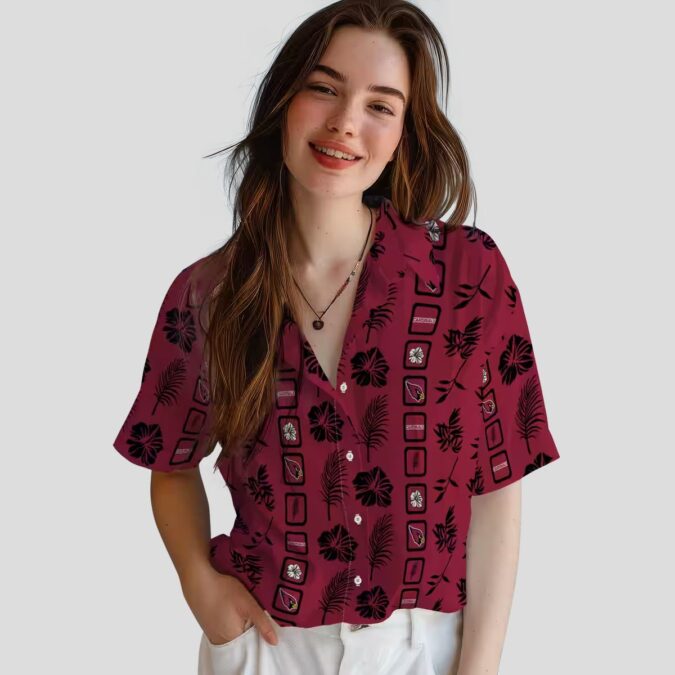 Framed Floral Red Hawaiian Shirt for Arizona Cardinals Fans