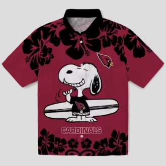 Funny Snoopy Surf Arizona Cardinals Red White Hawaiian Shirt for Women