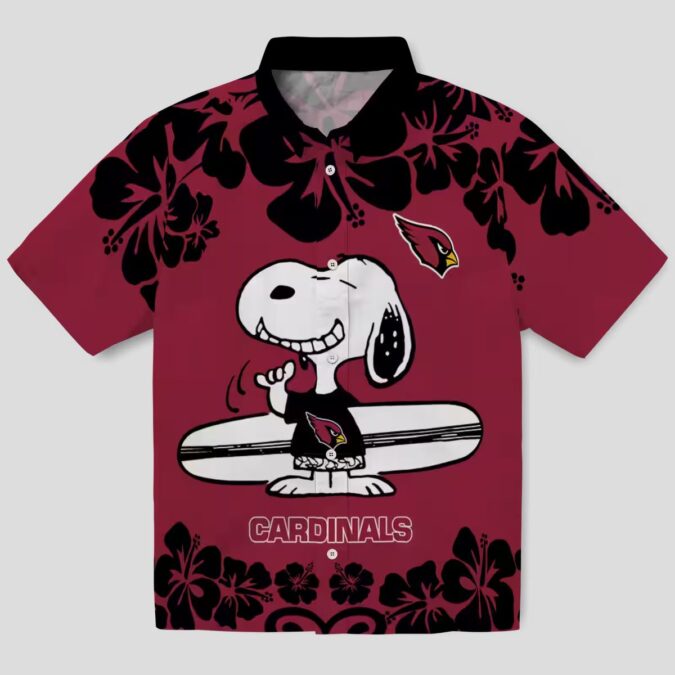 Funny Snoopy Surf Arizona Cardinals Red White Hawaiian Shirt for Women