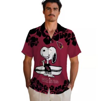 Funny Snoopy Surf Arizona Cardinals Red White Hawaiian Shirt for Women