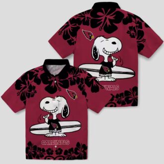 Funny Snoopy Surf Arizona Cardinals Red White Hawaiian Shirt for Women