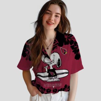 Funny Snoopy Surf Arizona Cardinals Red White Hawaiian Shirt for Women