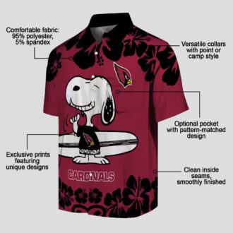 Funny Snoopy Surf Arizona Cardinals Red White Hawaiian Shirt for Women