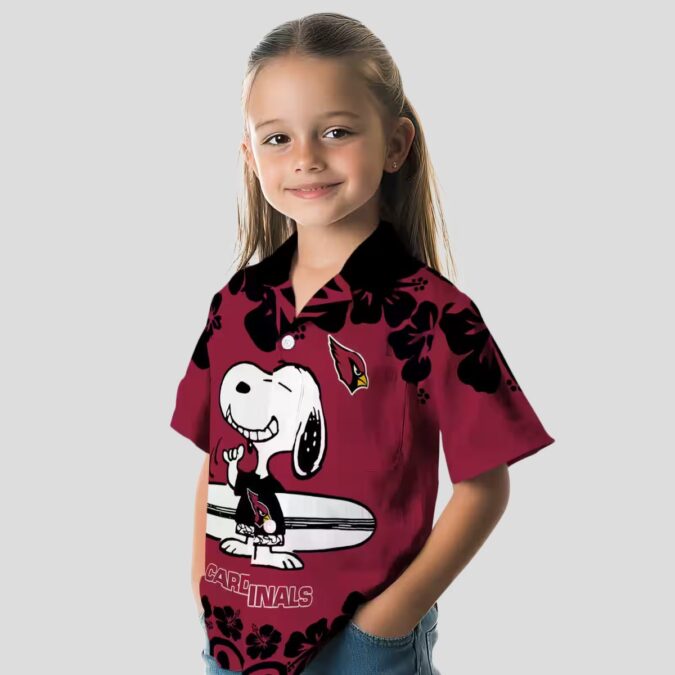 Funny Snoopy Surf Arizona Cardinals Red White Hawaiian Shirt for Women