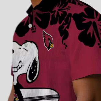 Funny Snoopy Surf Arizona Cardinals Red White Hawaiian Shirt for Women