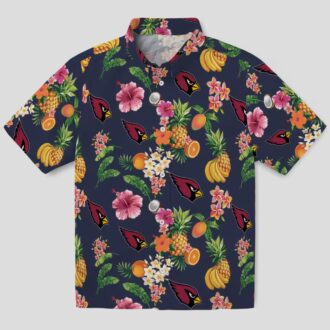 Hibiscus and Fruit Navy Blue Hawaiian Shirt for Cardinals Fans