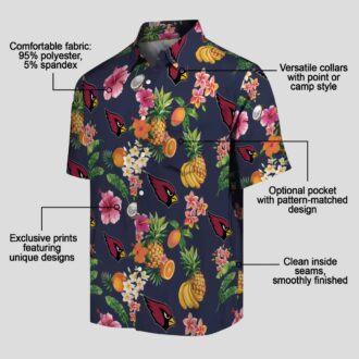 Hibiscus and Fruit Navy Blue Hawaiian Shirt for Cardinals Fans
