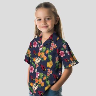 Hibiscus and Fruit Navy Blue Hawaiian Shirt for Cardinals Fans