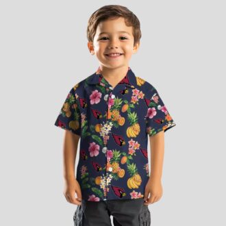 Hibiscus and Fruit Navy Blue Hawaiian Shirt for Cardinals Fans