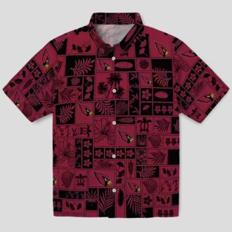 Men's Arizona Cardinals Red Black Tropical Patchwork Hawaiian Shirt