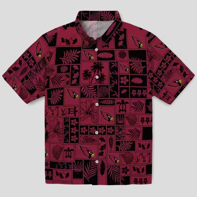 Men's Arizona Cardinals Red Black Tropical Patchwork Hawaiian Shirt