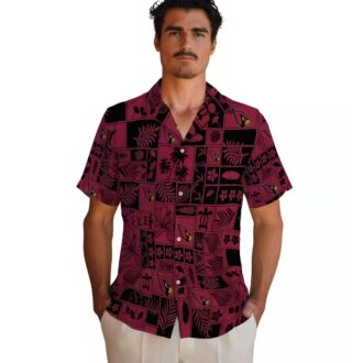 Men's Arizona Cardinals Red Black Tropical Patchwork Hawaiian Shirt