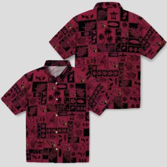 Men's Arizona Cardinals Red Black Tropical Patchwork Hawaiian Shirt