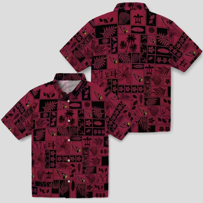Men's Arizona Cardinals Red Black Tropical Patchwork Hawaiian Shirt
