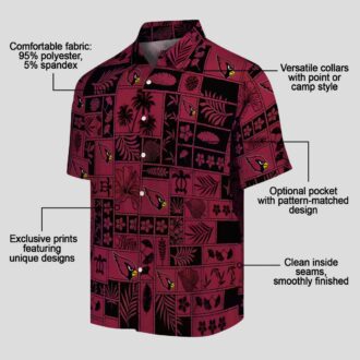 Men's Arizona Cardinals Red Black Tropical Patchwork Hawaiian Shirt