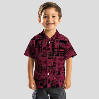 Men's Arizona Cardinals Red Black Tropical Patchwork Hawaiian Shirt