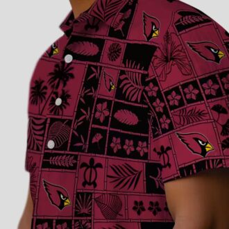 Men's Arizona Cardinals Red Black Tropical Patchwork Hawaiian Shirt