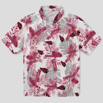 Men's Red & White Tropical Leaf Hawaiian Shirt - Arizona Cardinals NFL Apparel