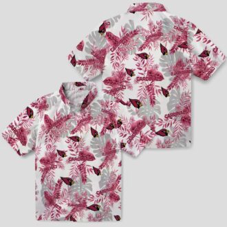 Men's Red & White Tropical Leaf Hawaiian Shirt - Arizona Cardinals NFL Apparel