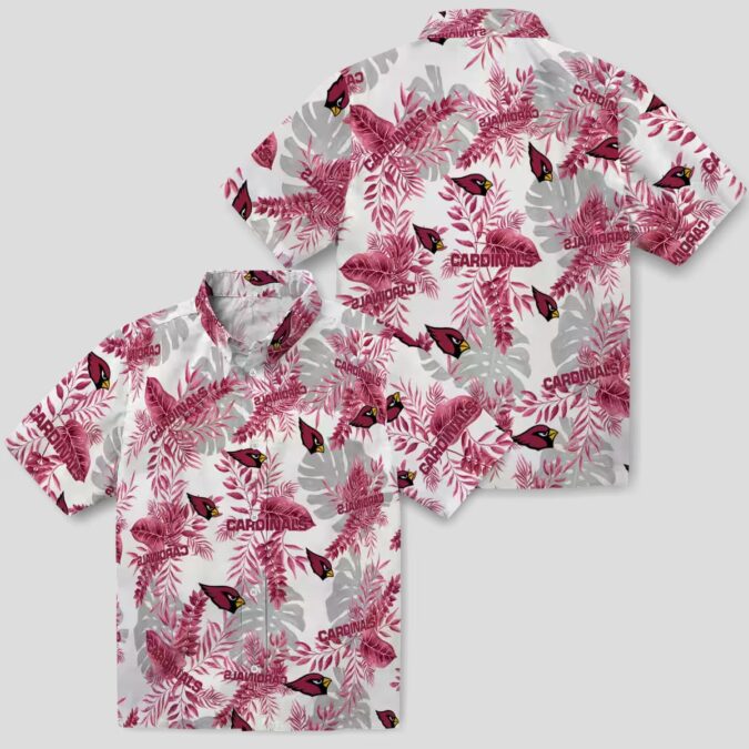 Men's Red & White Tropical Leaf Hawaiian Shirt - Arizona Cardinals NFL Apparel