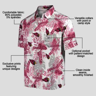 Men's Red & White Tropical Leaf Hawaiian Shirt - Arizona Cardinals NFL Apparel