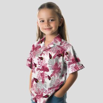 Men's Red & White Tropical Leaf Hawaiian Shirt - Arizona Cardinals NFL Apparel